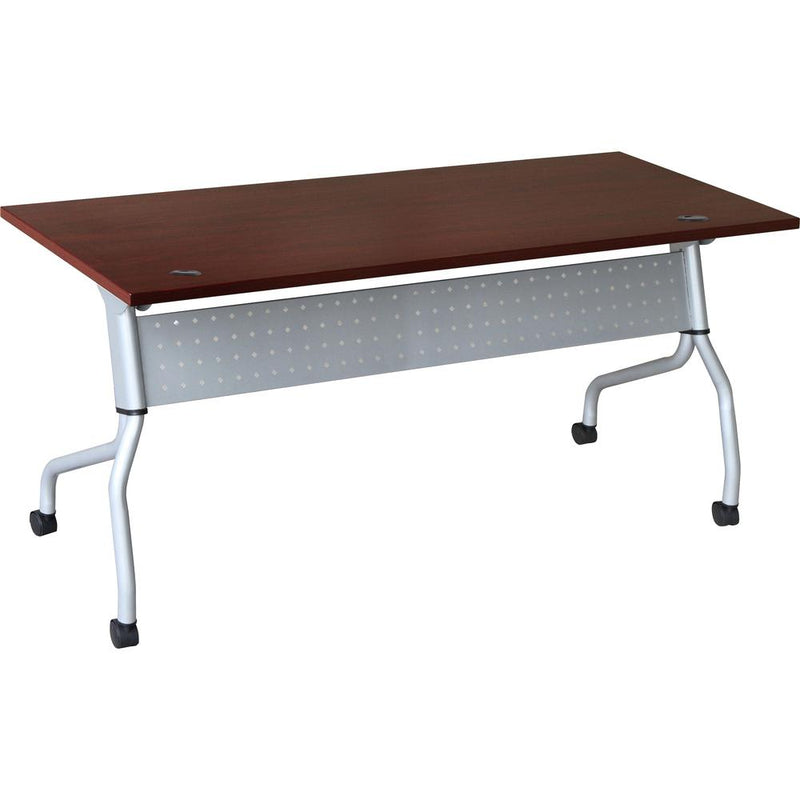 Lorell Flip Top Training Table - Rectangle Top - Four Leg Base - 4 Legs x 23.60" Table Top Width x 72" Table Top Depth - 29.50" Height x 70.88" Width x 23.63" Depth - Assembly Required - Mahogany - Ny