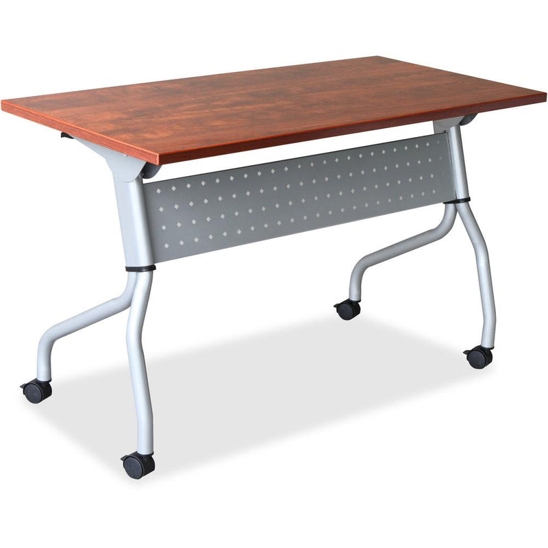 Lorell Flip Top Training Table - Rectangle Top - Four Leg Base - 4 Legs x 23.60" Table Top Width x 60" Table Top Depth - 29.50" Height x 59" Width x 23.63" Depth - Cherry - Nylon - Melamine Top Materi