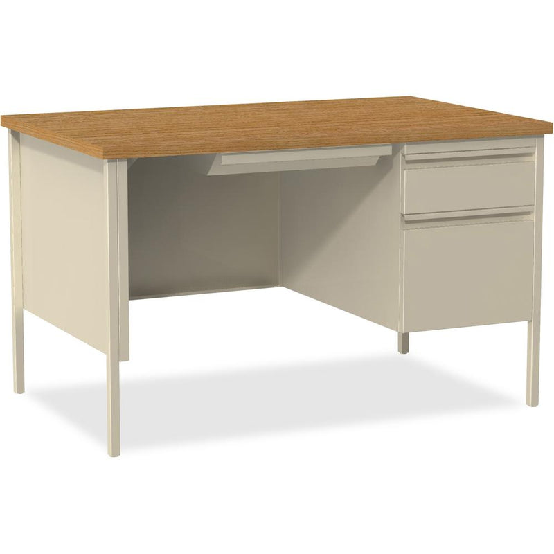 Lorell Fortress Series 48" Right Single-Pedestal Desk - Oak Laminate Rectangle Top - 30" Table Top Length x 48" Table Top Width x 1.13" Table Top Thickness - 29.50" Height - Assembly Required - Oak, P