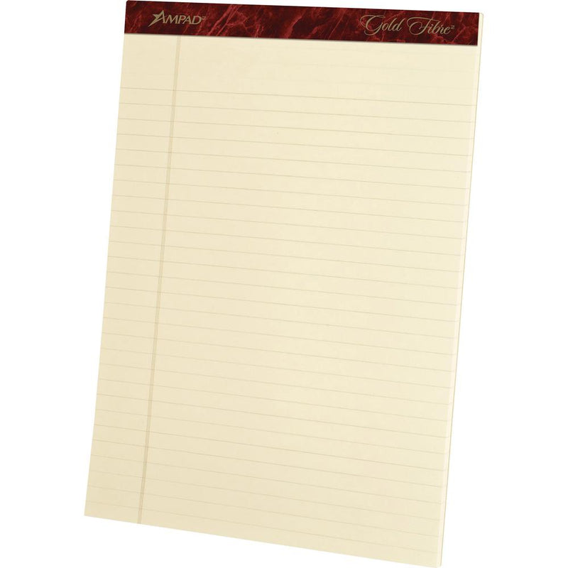 Ampad Gold Fibre Legal Rule Retro Writing Pads - 50 Sheets - Wire Bound - 0.34  Ruled - 20 lb Basis Weight - 8 1/2  x 11 3/4  - Ivory Paper - Micro Perforated, Easy Tear, Chipboard Backing, Heavyweigh