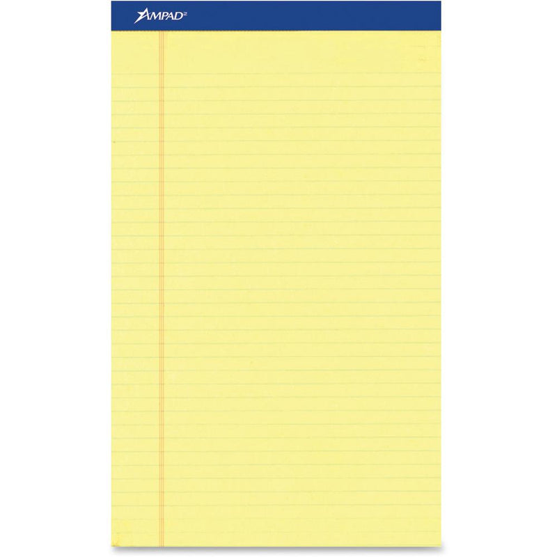 Ampad Perforated Ruled Pads - Letter - 50 Sheets - Stapled - 0.34  Ruled - Letter - 8 1/2  x 11 8.5  x 11.8  - Dark Blue Binding - Sturdy Back, Chipboard Backing, Perforated, Tear Resistant - 1 Dozen