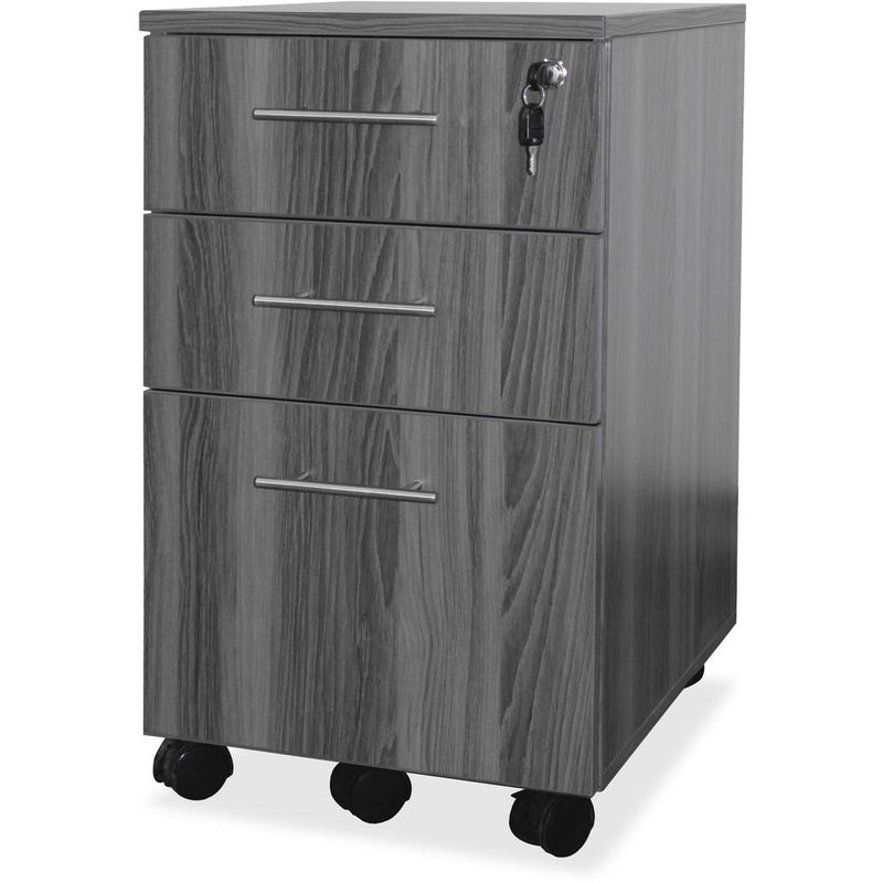 Mayline Medina Box/Box/File Mobile Pedestal - 18" x 15.5" x 26.8" - 3 x Box, File Drawer(s) - Material: Steel - Finish: Gray, Laminate - Stain Resistant, Water Resistant, Abrasion Resistant, Ball-bear