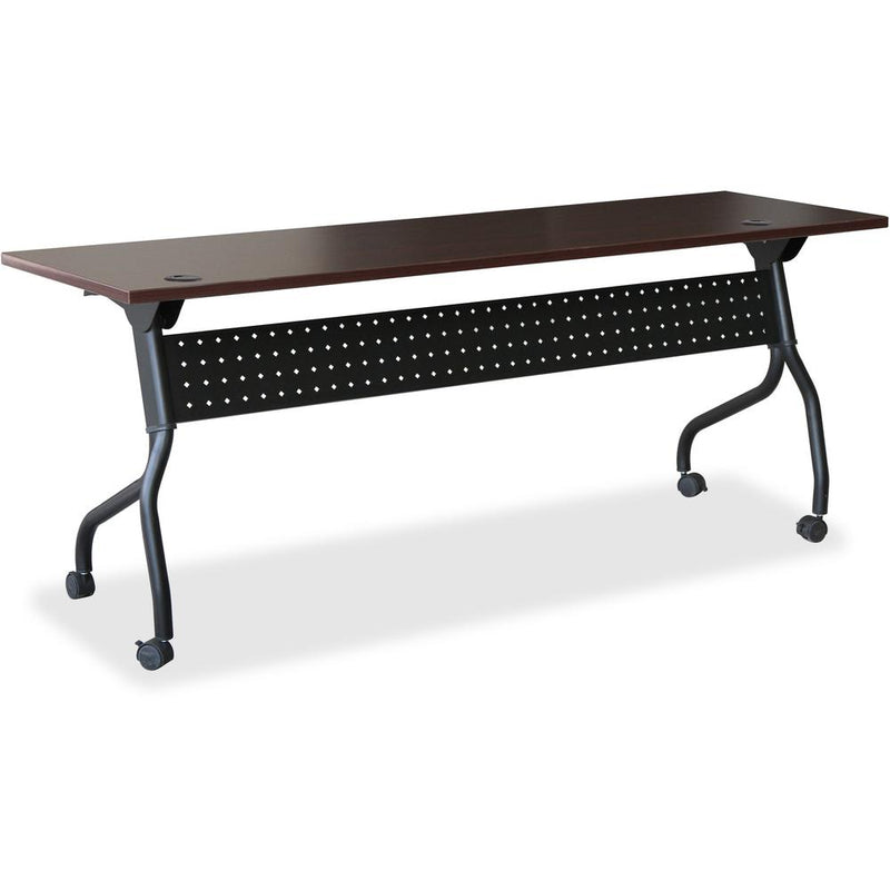 Lorell Flip Top Training Table - Rectangle Top - Four Leg Base - 4 Legs x 60" Table Top Width x 23.60" Table Top Depth - 29.50" Height x 59" Width x 23.63" Depth - Assembly Required - Black, Mahogany