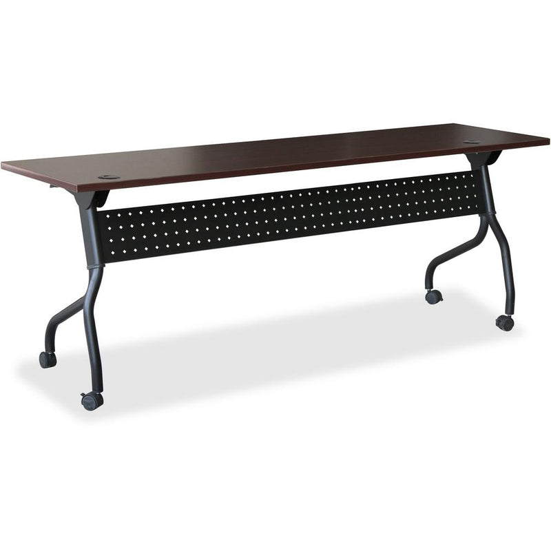 Lorell Flip Top Training Table - Rectangle Top - Four Leg Base - 4 Legs x 72" Table Top Width x 23.60" Table Top Depth - 29.50" Height x 70.88" Width x 23.63" Depth - Assembly Required - Black, Mahoga