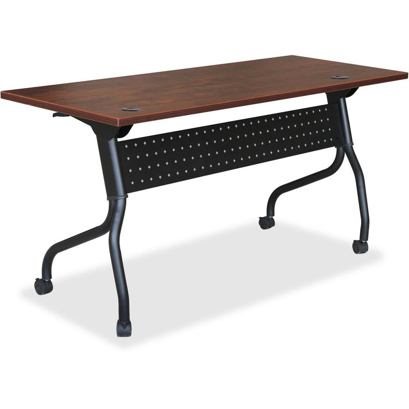 Lorell Flip Top Training Table - Rectangle Top - Four Leg Base - 4 Legs x 60" Table Top Width x 23.60" Table Top Depth - 29.50" Height x 59" Width x 23.63" Depth - Assembly Required - Cherry - Melamin