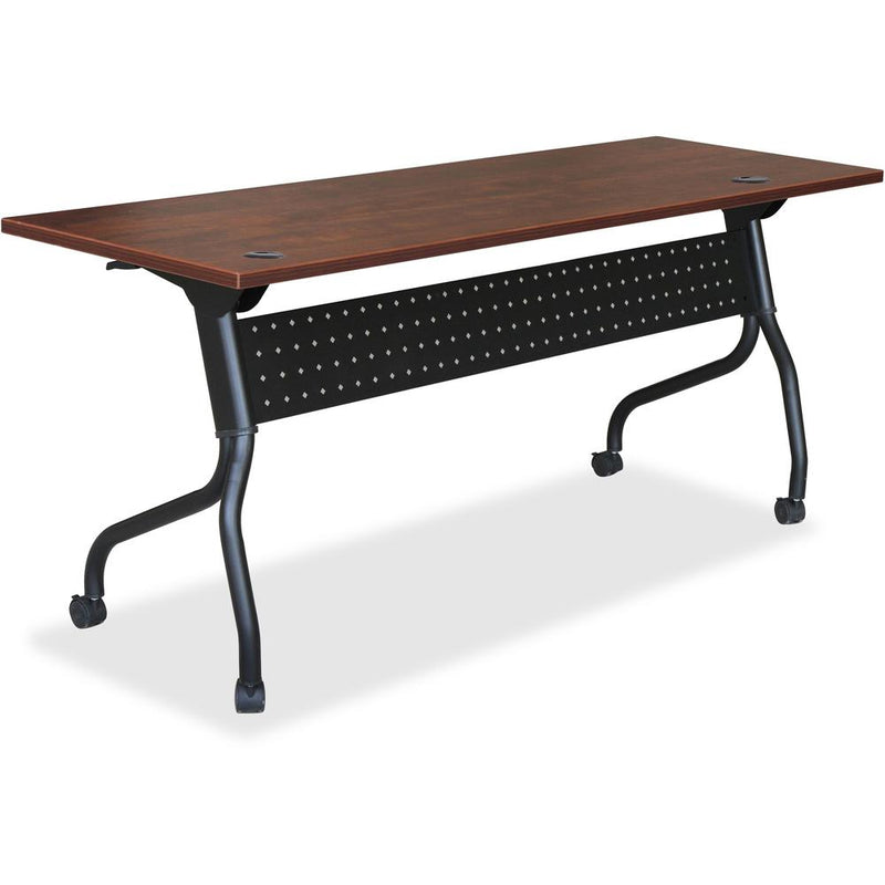 Lorell Flip Top Training Table - Rectangle Top - Four Leg Base - 4 Legs x 72" Table Top Width x 23.60" Table Top Depth - 29.50" Height x 28.70" Width x 23.63" Depth - Assembly Required - Cherry - Mela