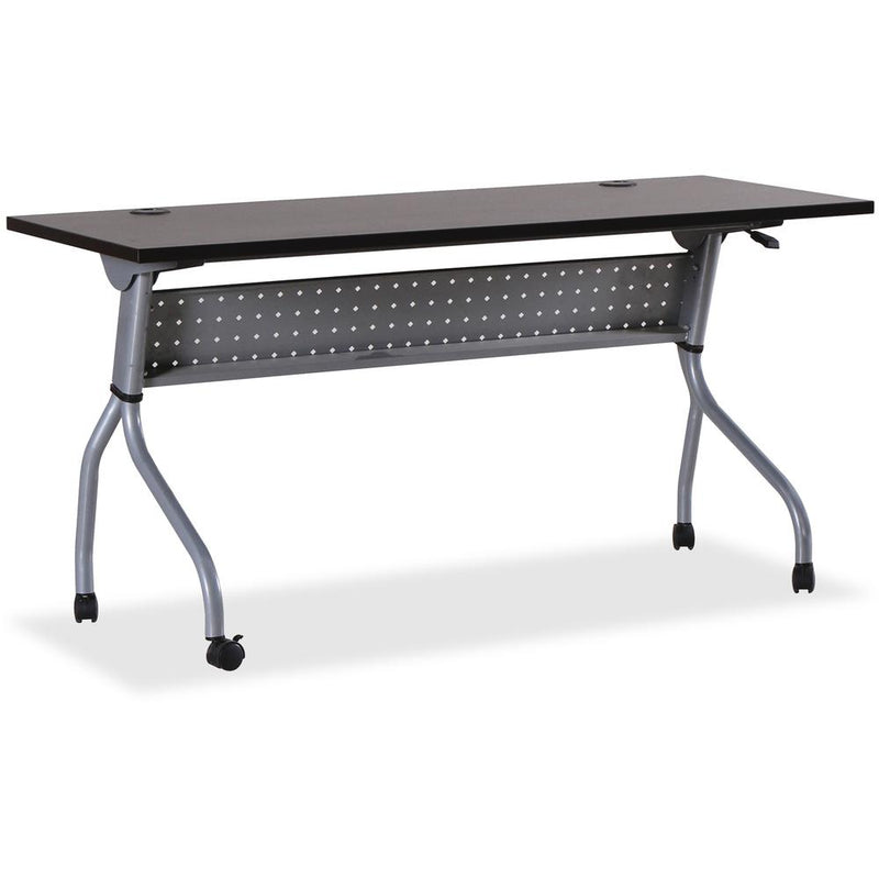 Lorell Flip Top Training Table - Rectangle Top - Four Leg Base - 4 Legs x 60" Table Top Width x 23.50" Table Top Depth - 29.50" Height x 59" Width x 23.63" Depth - Assembly Required - Espresso, Silver