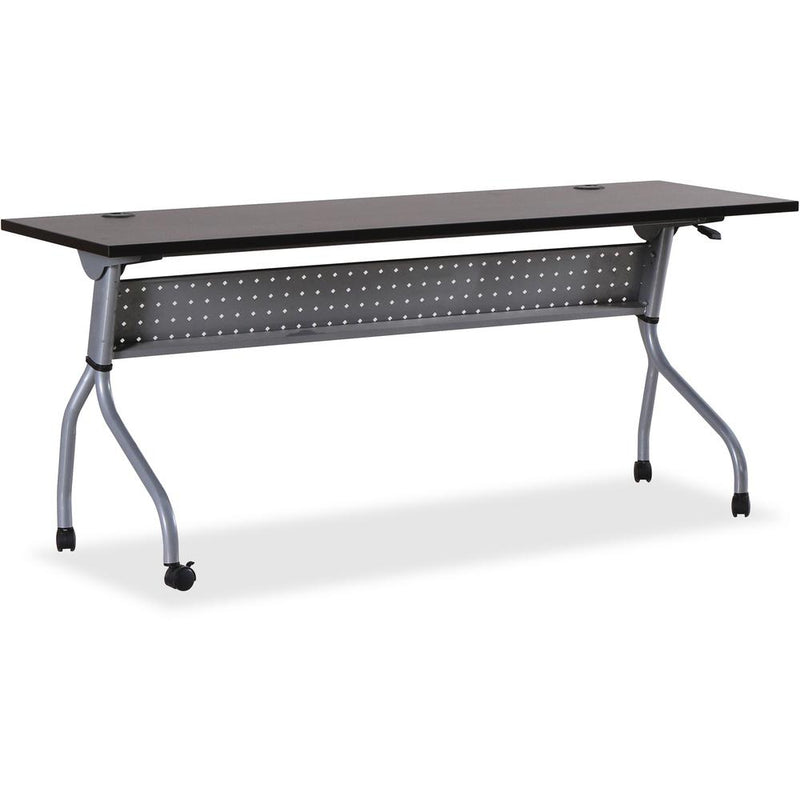 Lorell Flip Top Training Table - Rectangle Top - Four Leg Base - 4 Legs x 72" Table Top Width x 23.50" Table Top Depth - 29.50" Height x 70.88" Width x 23.63" Depth - Assembly Required - Espresso, Sil