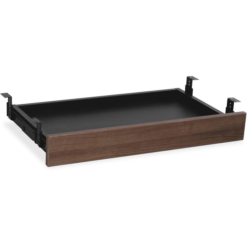 Lorell Universal Center Drawer - 28.4" Length x 16.7" Width x 5.1" Height - Durable - MFC, Polyvinyl Chloride (PVC), Steel - Walnut, Laminate