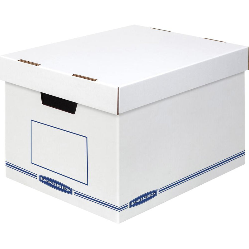 Bankers Box Organizers Storage Boxes - External Dimensions: 12.8  Width x 16.5  Depth x 10.5  Height - Medium Duty - Single/Double Wall - Stackable - White, Blue - For Storage - Recycled - 12 / Carton