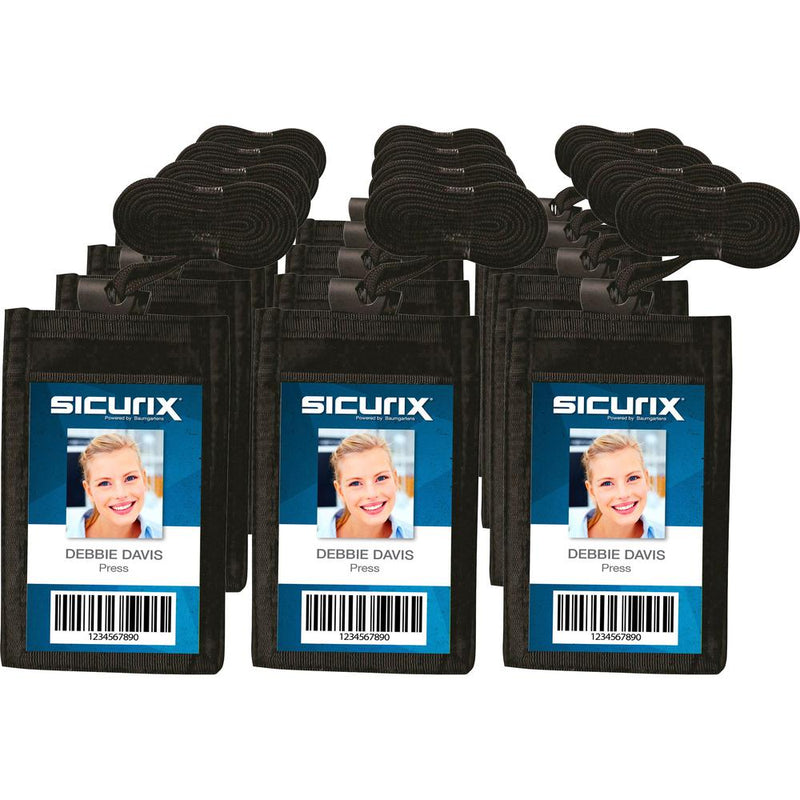 SICURIX Carrying Case (Pouch) Business Card - Black - Nylon Body - 3  Height x 0.4  Width - 12 / Box