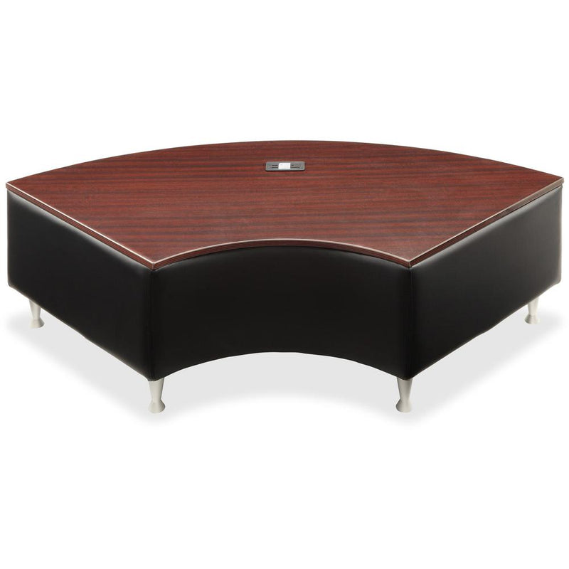 Lorell Fuze Modular Series Lounge Connector Unit - Four-legged Base - Black - Mahogany, Leather, Aluminum - 1 Each