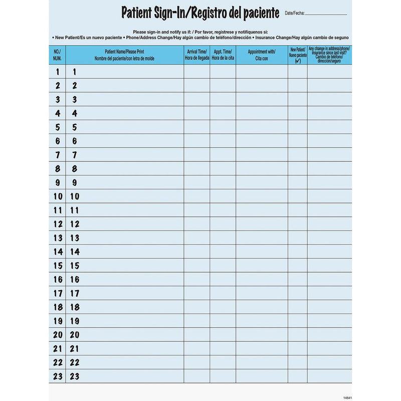 Tabbies Patient Sign-in Label Forms - Letter - 8.50  x 11  Sheet Size - Blue Sheet(s) - 125 / Pack