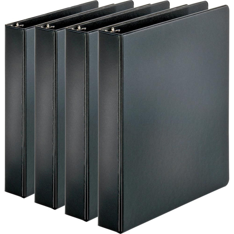 Business Source Basic Round Ring Binders - 1 1/2  Binder Capacity - Letter - 8 1/2  x 11  Sheet Size - 350 Sheet Capacity - 3 x Round Ring Fastener(s) - Internal Pocket(s) - Chipboard, Polypropylene -