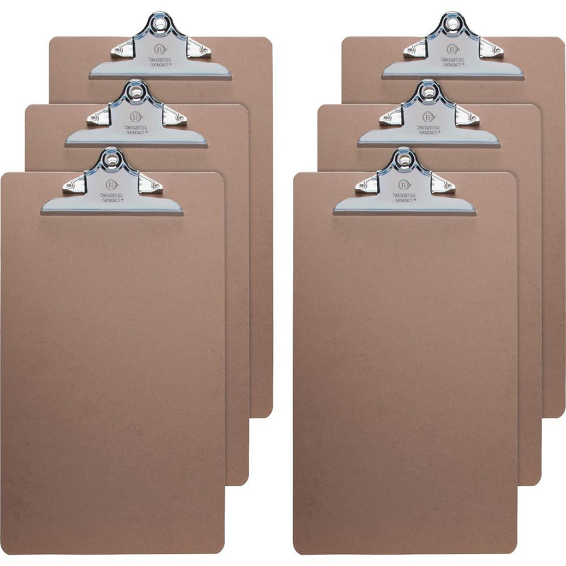 Business Source Hardboard Clipboard - 9  x 15 1/2  - Hardboard - Brown - 6 / Bundle