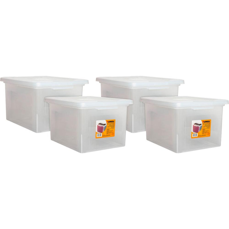 Lorell Stacking File Boxes - External Dimensions: 14.2  Width x 18  Depth x 10.8 Height - Media Size Supported: Letter, Legal - Interlocking Closure - Stackable - Plastic - Clear - For File - 2 / Cart