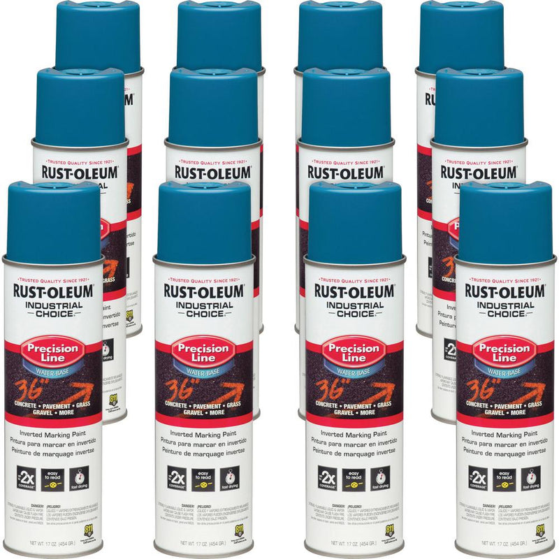 Rust-Oleum Industrial Choice Precision Line Marking Paint - 17 fl oz - 12 / Carton - Caution Blue