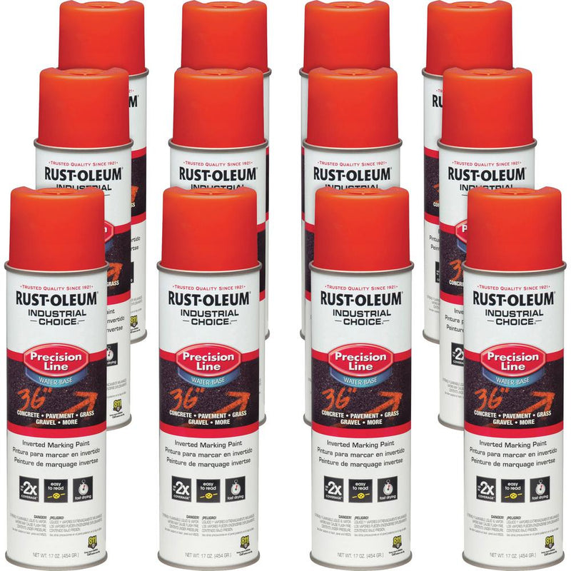 Rust-Oleum Industrial Choice Precision Line Marking Paint - 17 fl oz - 12 / Carton - Alert Orange