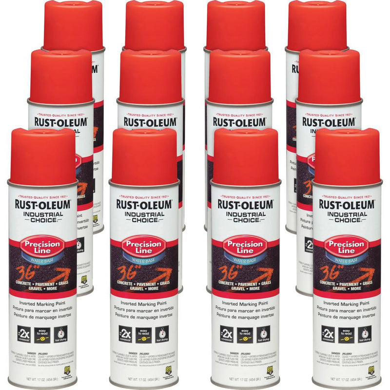 Rust-Oleum Industrial Choice Precision Line Marking Paint - 17 fl oz - 12 / Carton - Safety Red