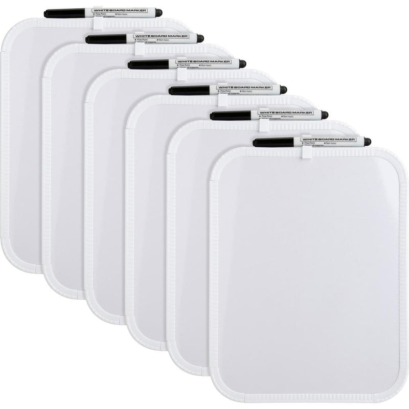 Lorell Personal Whiteboards - 11  (0.9 ft) Width x 8.5  (0.7 ft) Height - White Melamine Surface - White Plastic Frame - Rectangle - 6 / Bundle