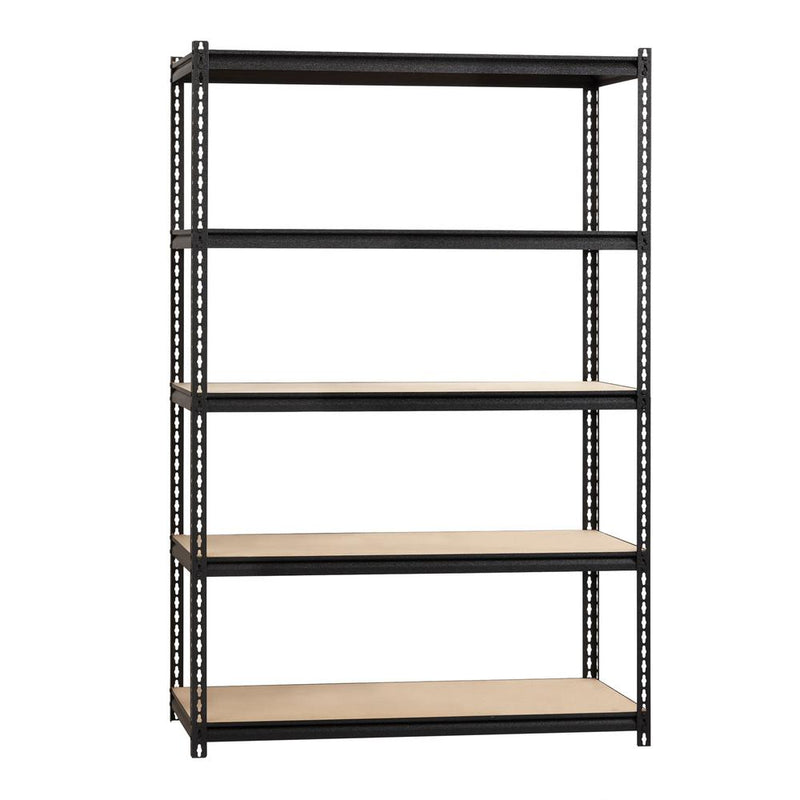 Lorell Iron Horse 2300 lb Capacity Riveted Shelving - 5 Shelf(ves) - 72" Height x 48" Width x 24" Depth - 30% Recycled - Black - Steel, Particleboard - 1 Each