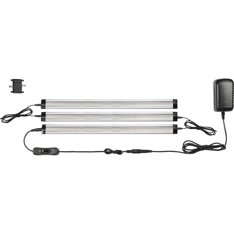 Lorell LED Task Lighting Starter Kit - 1  Height - 2  Width - LED Bulb - 1350 lm Lumens - Silver, Black - for Furniture