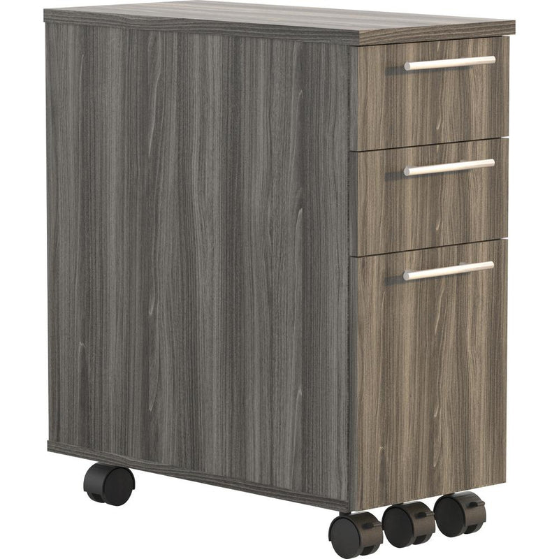 Safco Medina Box/Box/File Skinny Pedestal - 23" x 10.8" x 24.5" - 2 x Drawer(s) for Box, File - Letter, Legal - 20 lb Load Capacity - Freestanding, Adjustable Height, Locking Casters - Walnut - Lamina