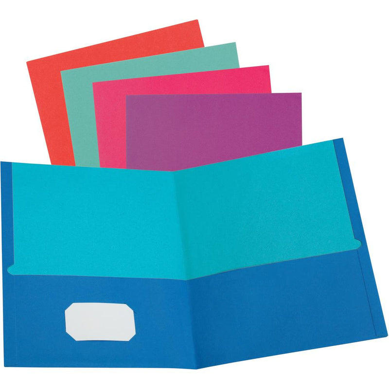 Oxford Letter Recycled Pocket Folder - 8 1/2  x 11  - 100 Sheet Capacity - 2 Pocket(s) - Assorted - 10% Recycled - 50 / Box