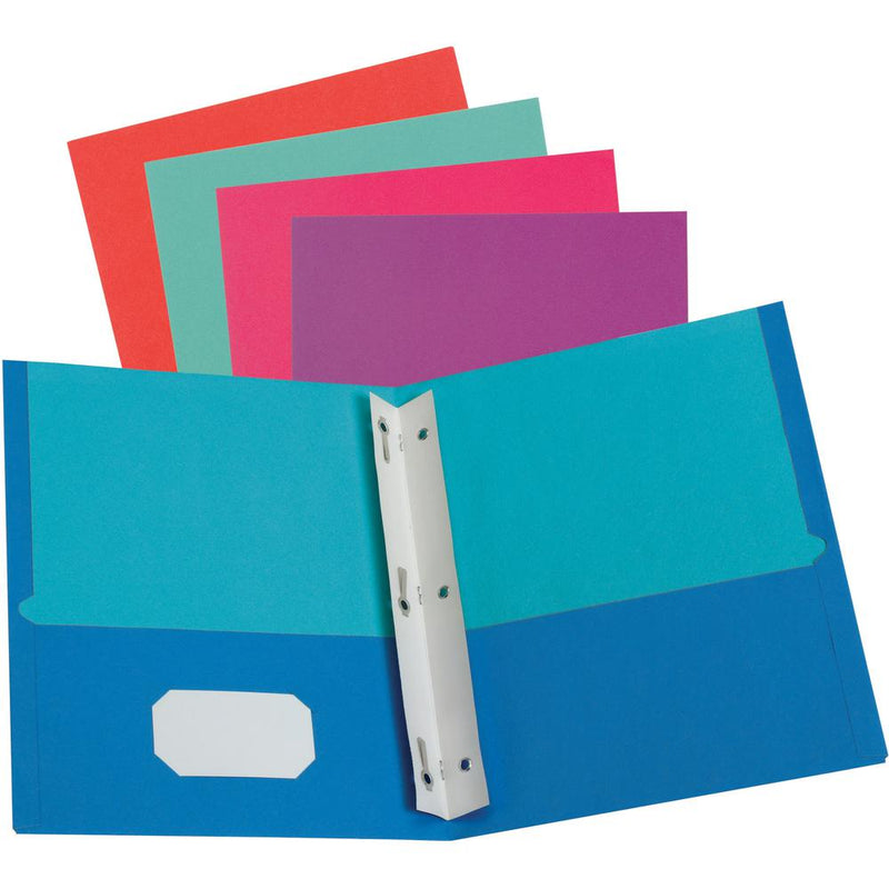 Oxford Letter Recycled Pocket Folder with Fastener - 8 1/2  x 11  - 100 Sheet Capacity - 2 Pocket(s) - Assorted - 10% Recycled - 50 / Box