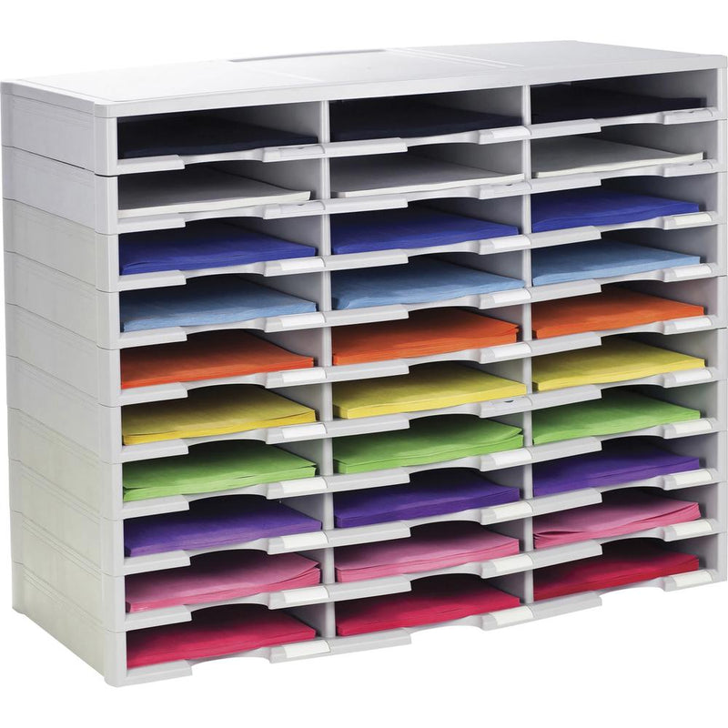 Storex Stackable Literature Sorter - 15000 x Sheet - 30 Compartment(s) - 9.50  x 12  - 25.5  Height x 14.1  Width31.4  Length - Gray - Plastic - 1 Each