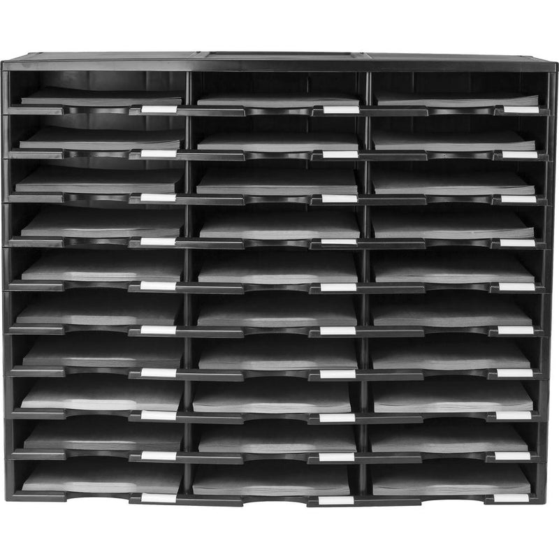 Storex Stackable Literature Sorter - 15000 x Sheet - 30 Compartment(s) - 9.50  x 12  - 25.5  Height x 14.1  Width31.4  Length - Black - Plastic - 1 Each