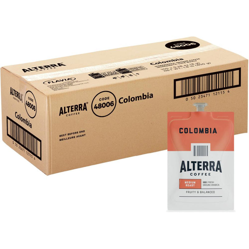 Alterra Freshpack Colombia Coffee - Compatible with Flavia Aroma, Flavia Barista, FLAVIA Creation 600, Flavia Creation 500, Flavia Creation 200, Flavia Creation 150, Flavia Creation 300 - Medium - 100