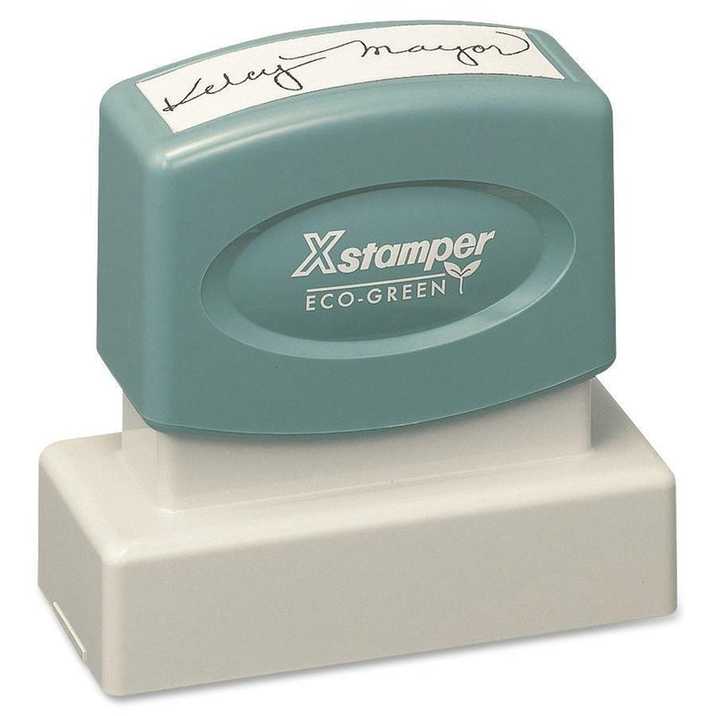 Xstamper Pre-Inked Stamp - Custom Message Stamp - 0.69  Impression Width x 1.93  Impression Length - 50000 Impression(s) - Recycled - 1 Each