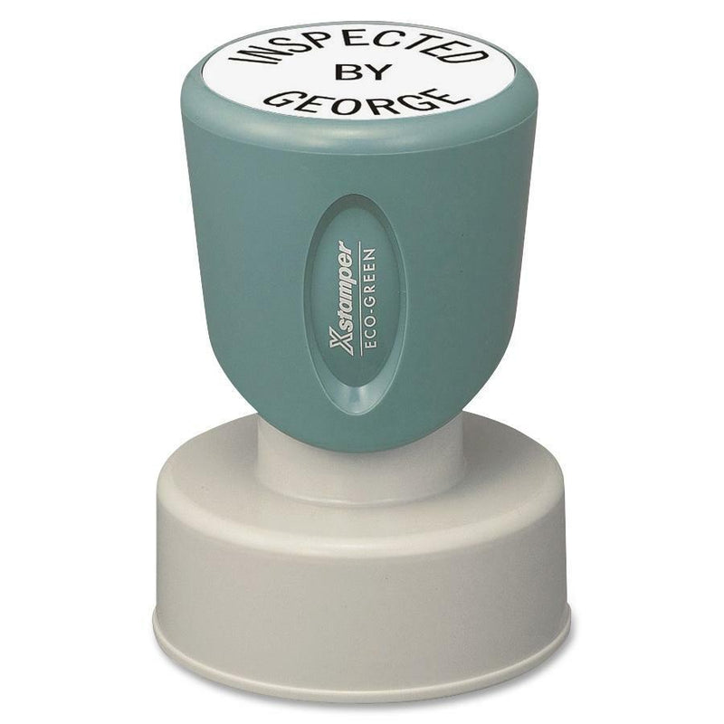 Xstamper Custom Round Pre-inked Stamp - Custom Message Stamp - 1.19  Impression Diameter - 50000 Impression(s) - Green, Gray - Plastic - Recycled - 1 Each