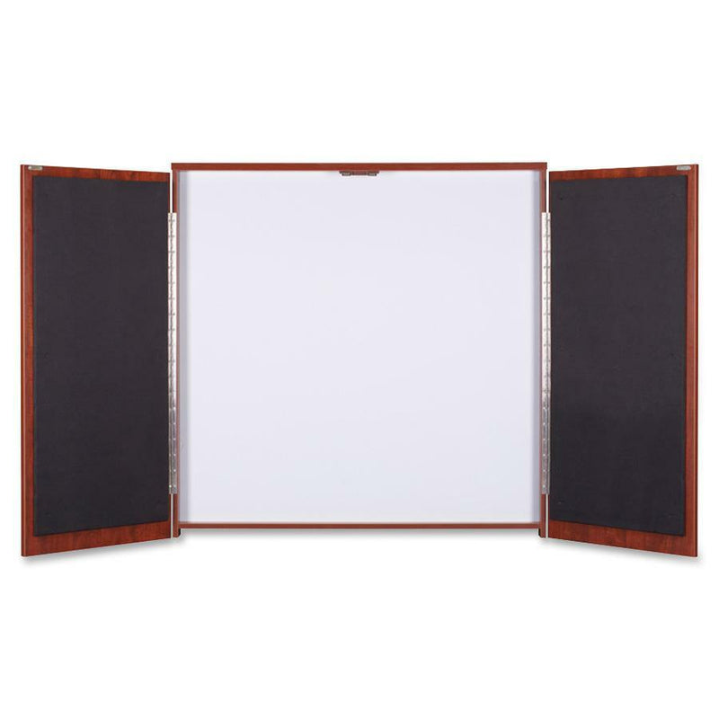 Lorell Dry-erase Whiteboard Presentation Cabinet - Hinged Door - 1 Each - 47.3" x 47.3" x 4.8"