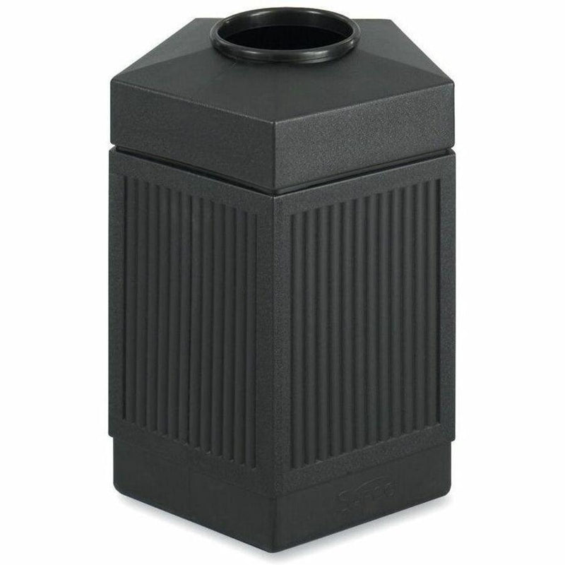 Safco Indoor/Outdoor Pentagon Shape Receptacle - 45 gal Capacity - Hexagonal - 9.50" Opening Diameter - 31.5" Height x 24" Width x 23" Depth - Polyethylene - Black - 1 Each