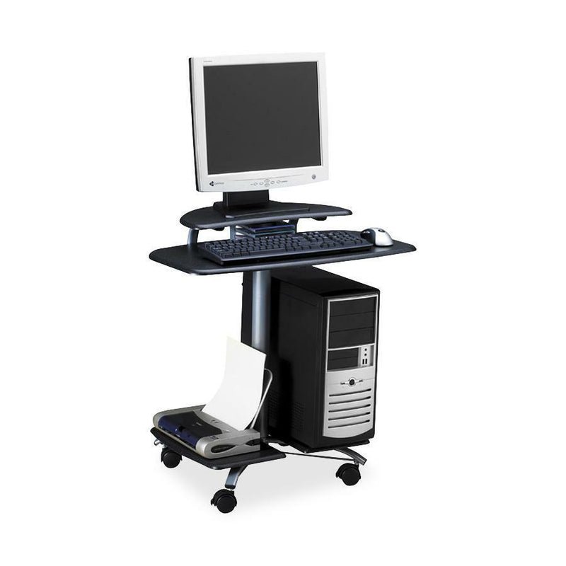 Mayline Mobile PC Workstation - Rectangle Top - 29.50" Height x 28.50" Width x 26" Depth - Assembly Required - Charcoal Black