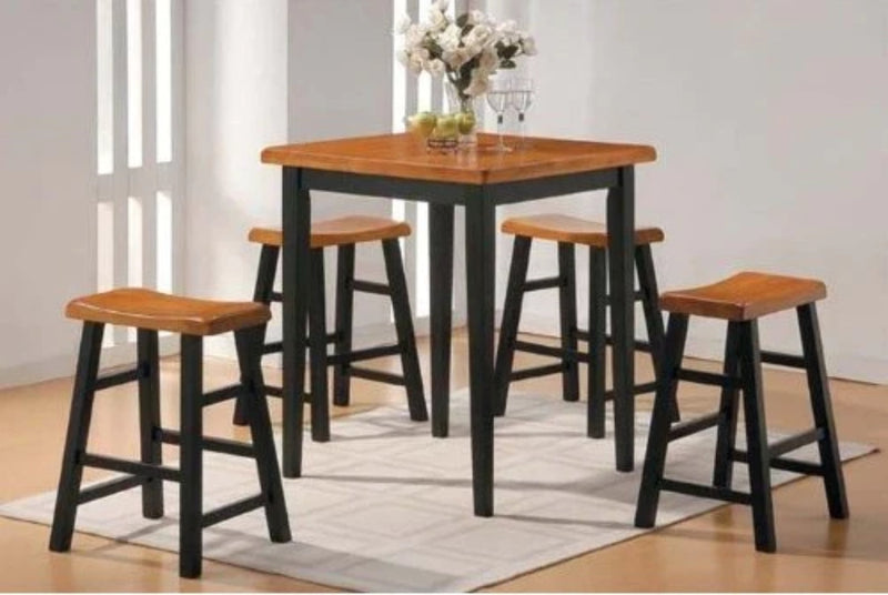 5 Piece Counter Dining Set in Oak/Black