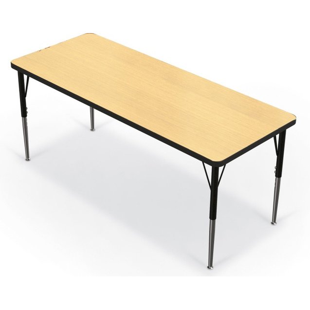 Activity Table - 24 X60  Rectangle - Fusion Maple Top Surface - Black Edgeband