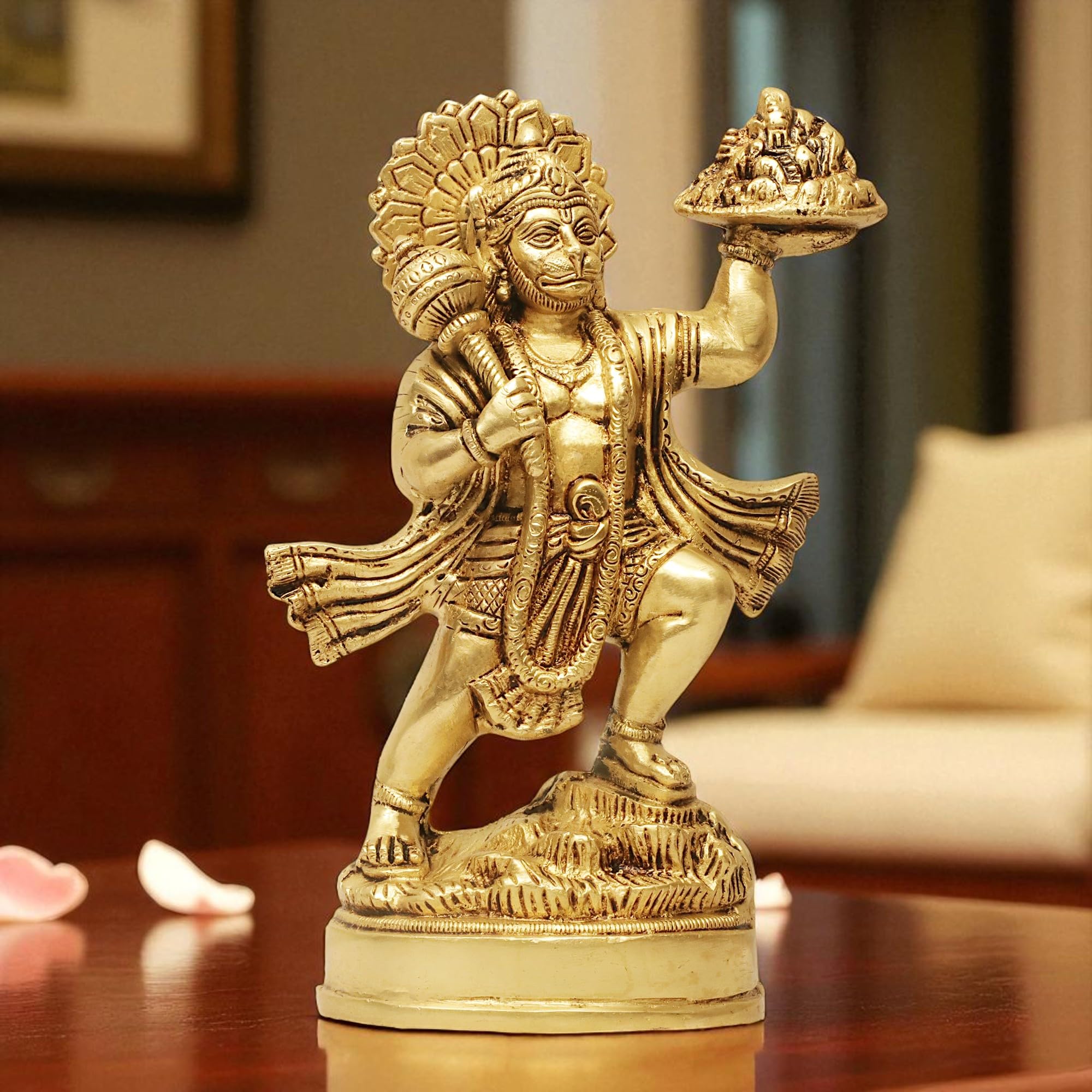 SHANTI Brass Hanuman Murti for Pooja Mandir, Bajrangbali Idol for Home, Statue for House Warming Gift & Décor (HM3693)