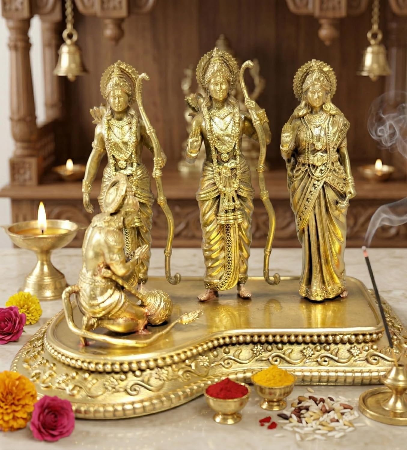 Jaipur Metals Ram Darbar Idol 100% Pure Brass | Lord Ram, Sita, Lakshman & Hanuman Spiritual Pooja Murti | Auspicious Home Temple Decor | Ideal for Gifting (Copy) (Copy) (Copy) (Copy)
