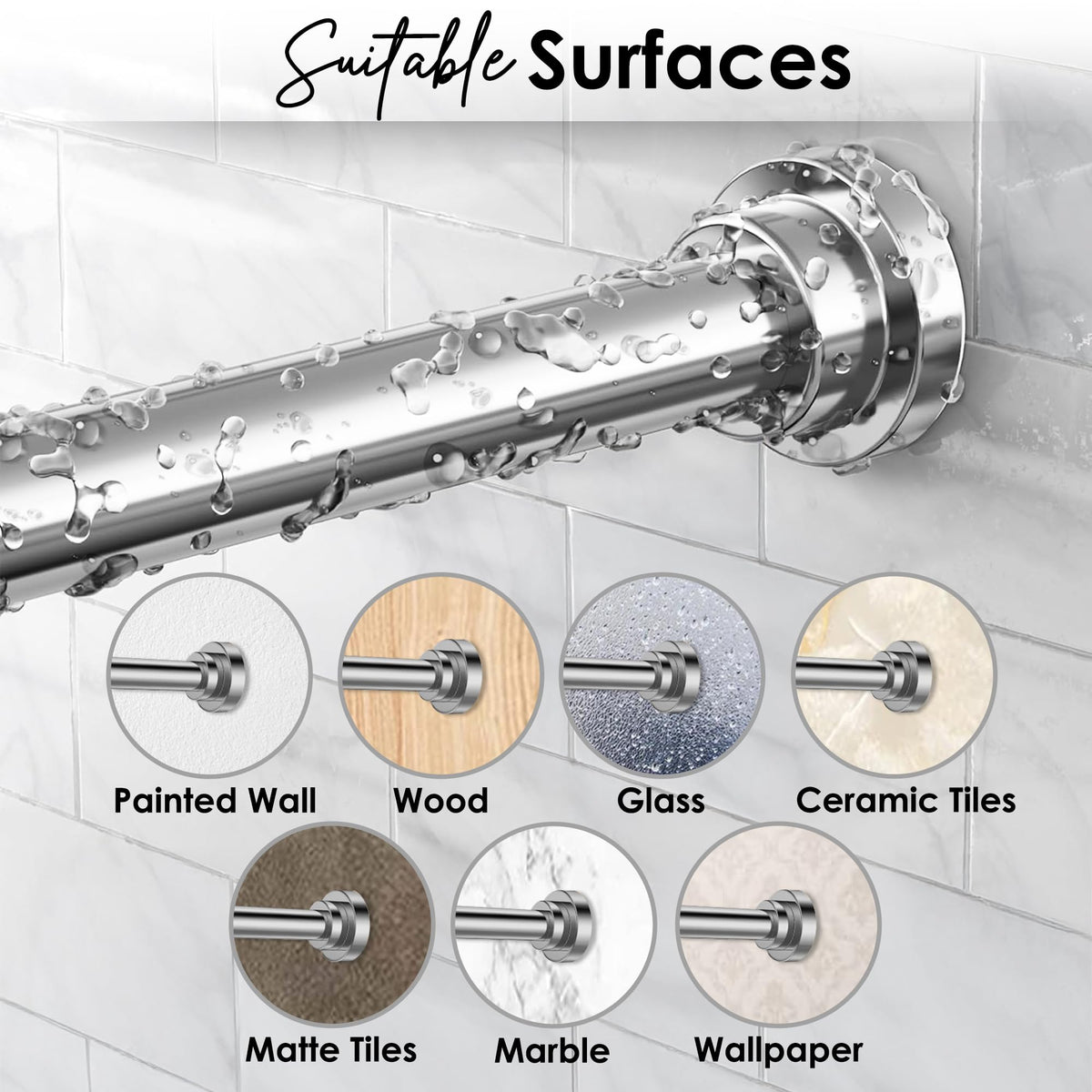 Story@Home Curtain Rod 105-195 CM Extendable Shower Curtain Tension Rod