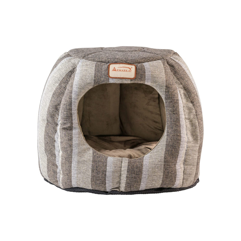 Armarkat Cat Cave Shape Bed With Anti- slip Waterproof Base, Removable Cushion Mat, C30CG, Gray and Silver