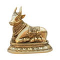 TREE MAISON CORONATING HOMES Vastu Brass Nandi Cow Statue | 810 g Weight Approx | Vastu Remedy for Home & Office | Size- 9 X 11 Cm | Nandi Idol for Pooja | Vastu Brass Nandi Bull