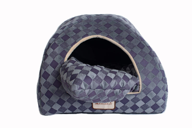 Armarkat Cat Bed C65HHG/LS, Purple Gray Combo Checkered Pattern