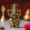 WORTH NEXT Brass Ganesha Idol for Good Luck & Worship | 2.5 Ganpati Hindu God Statue Figurine Perfect for Decoration Puja & Gifting Purpose Sculpture (Weight-60gm)