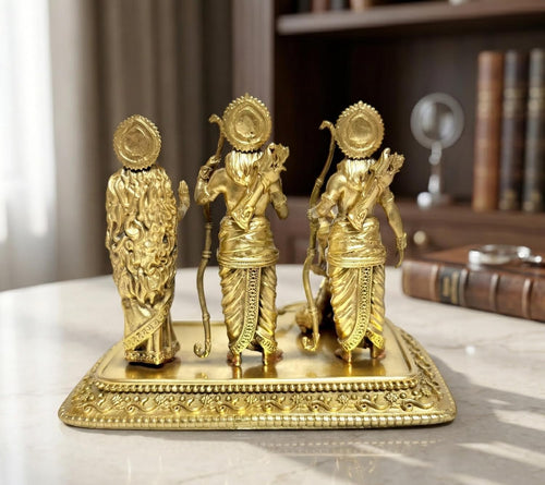 Jaipur Metals Ram Darbar Idol 100% Pure Brass | Lord Ram, Sita, Lakshman & Hanuman Spiritual Pooja Murti | Auspicious Home Temple Decor | Ideal for Gifting