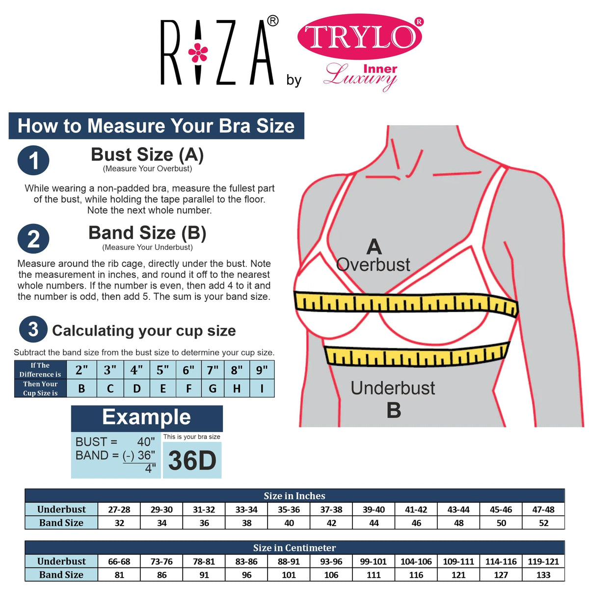 TRYLO Riza Invisia Women's Hosiery Fabric Non-Padded Non-Wired Double-Layered Molded Cups Seamless Full Coverage Bra