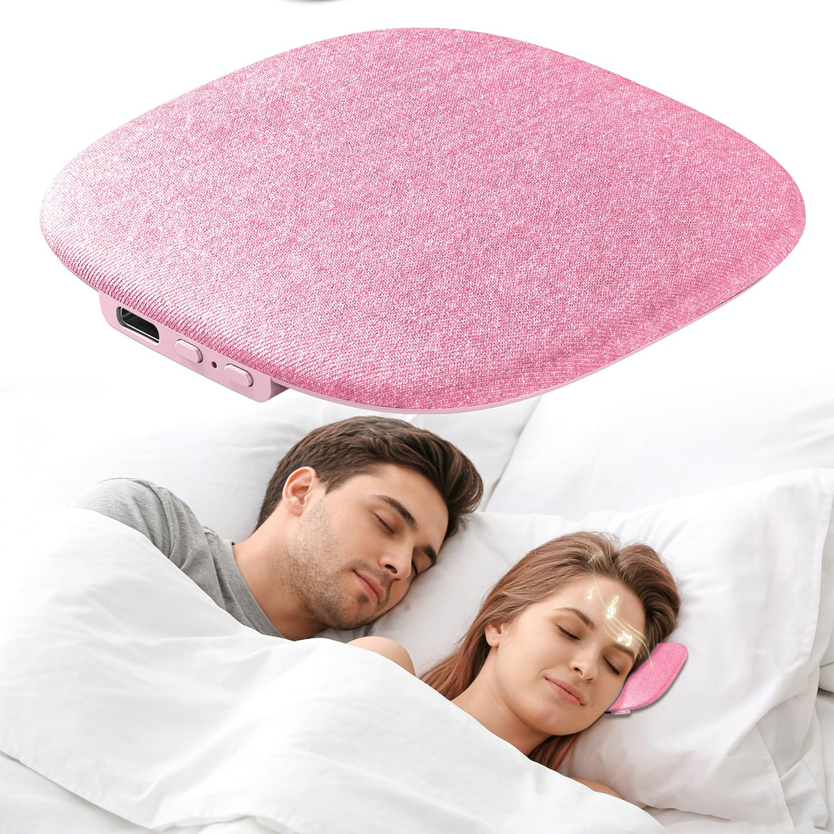 Bluetooth Pillow Speaker-Mini Portable Under Pillow Speaker with White Noise |Timer, Wireless Sleep Aid with Stereo Bass Private Sleep Headphones for Side Sleepers-Pink