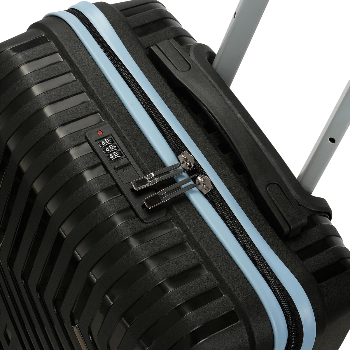 Core Medium Check-in Suitcase 65cm 24 inch Polypropylene Hard Trolley Bag, 8 Spinner Wheels, Recessed Number Lock, Lightweight Luggage for Men & Women Midnight Black/Arctic Blue